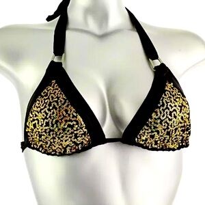 Gold Sequin Triangle Bikini Top! NEW!
